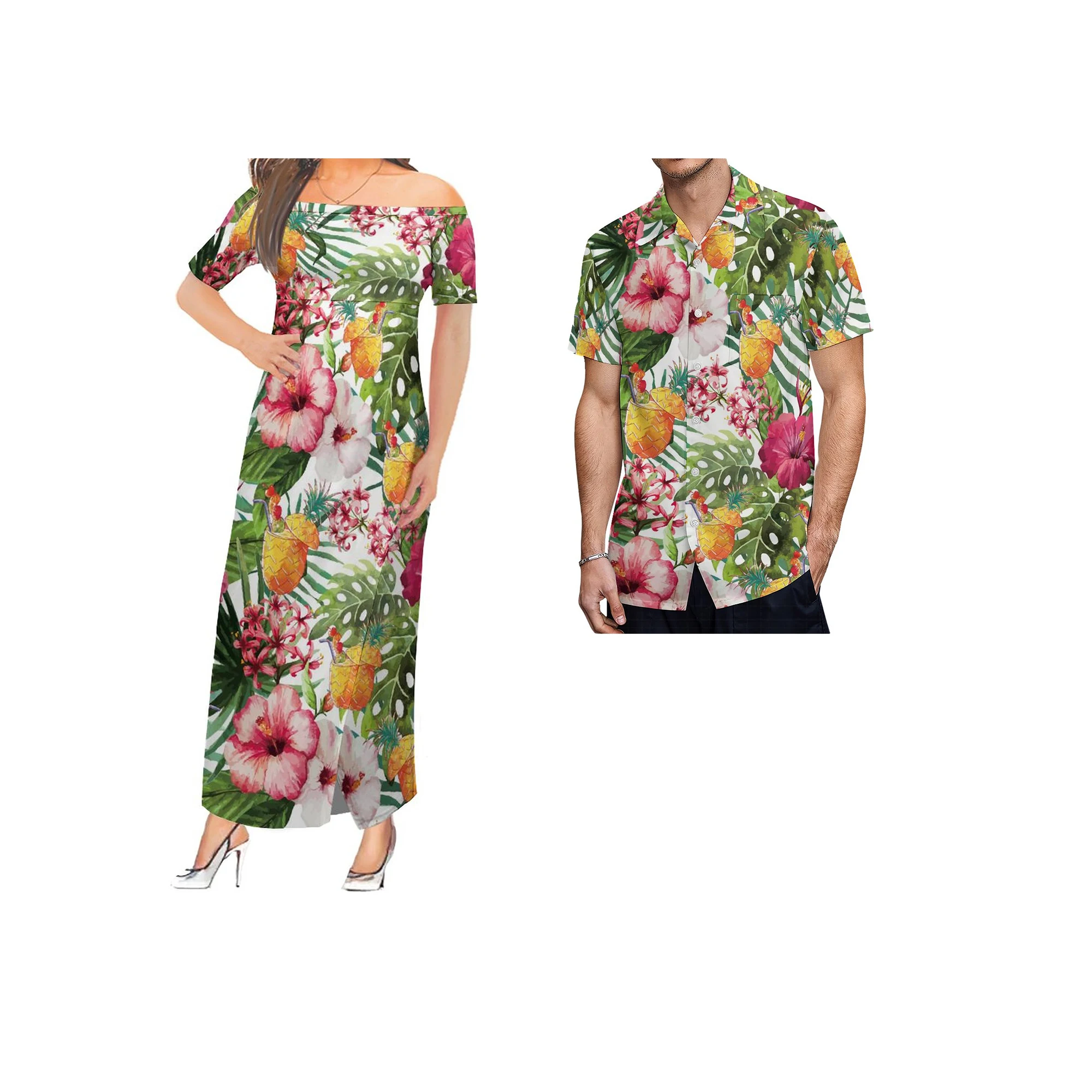 

2022 New Arrival Sexy Elegant Off Shoulder Long Slit Dresses Polynesian Casual Dresses Vestidos Elegantes Para Mujer