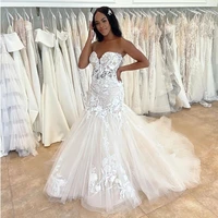 angelsbridep off shoulder tulle mermaid plus size wedding dress robe de mariee lace appliques sweep train bridal gowns marriage