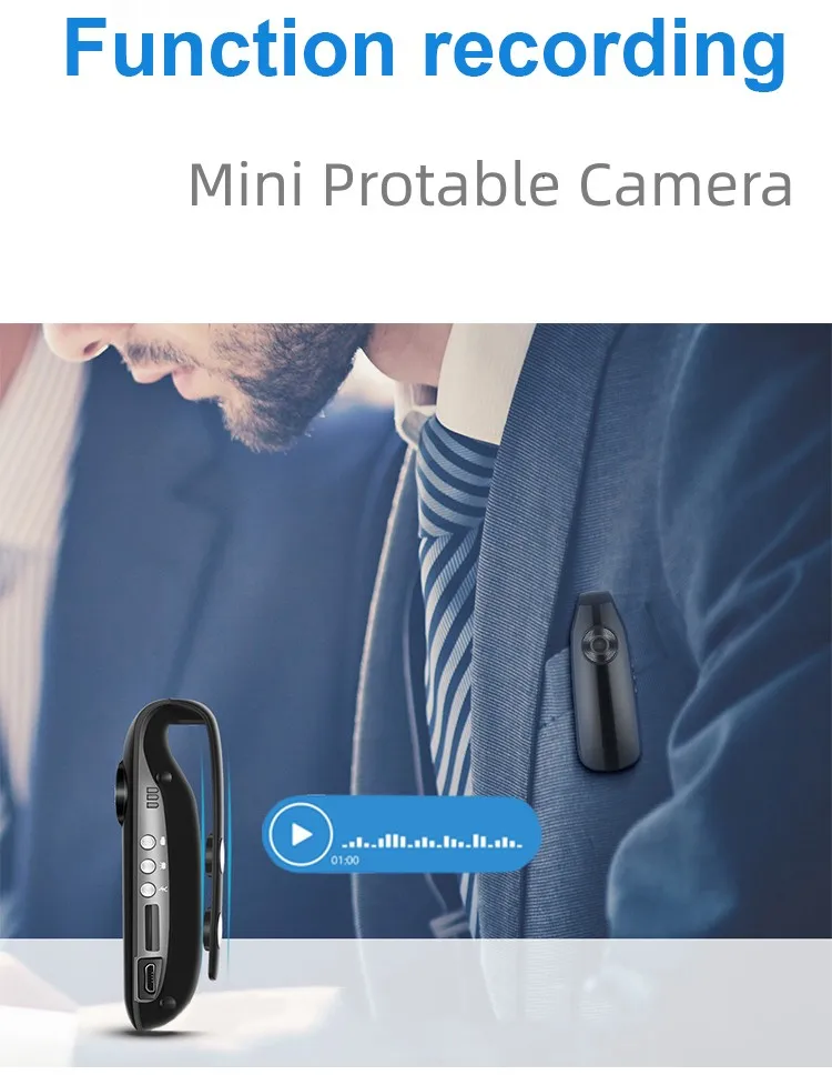 Мини-камера 1080P, портативная видеокамера с зажимом для уличного спорта, фотокамера с ночным видением, микровидеокамера