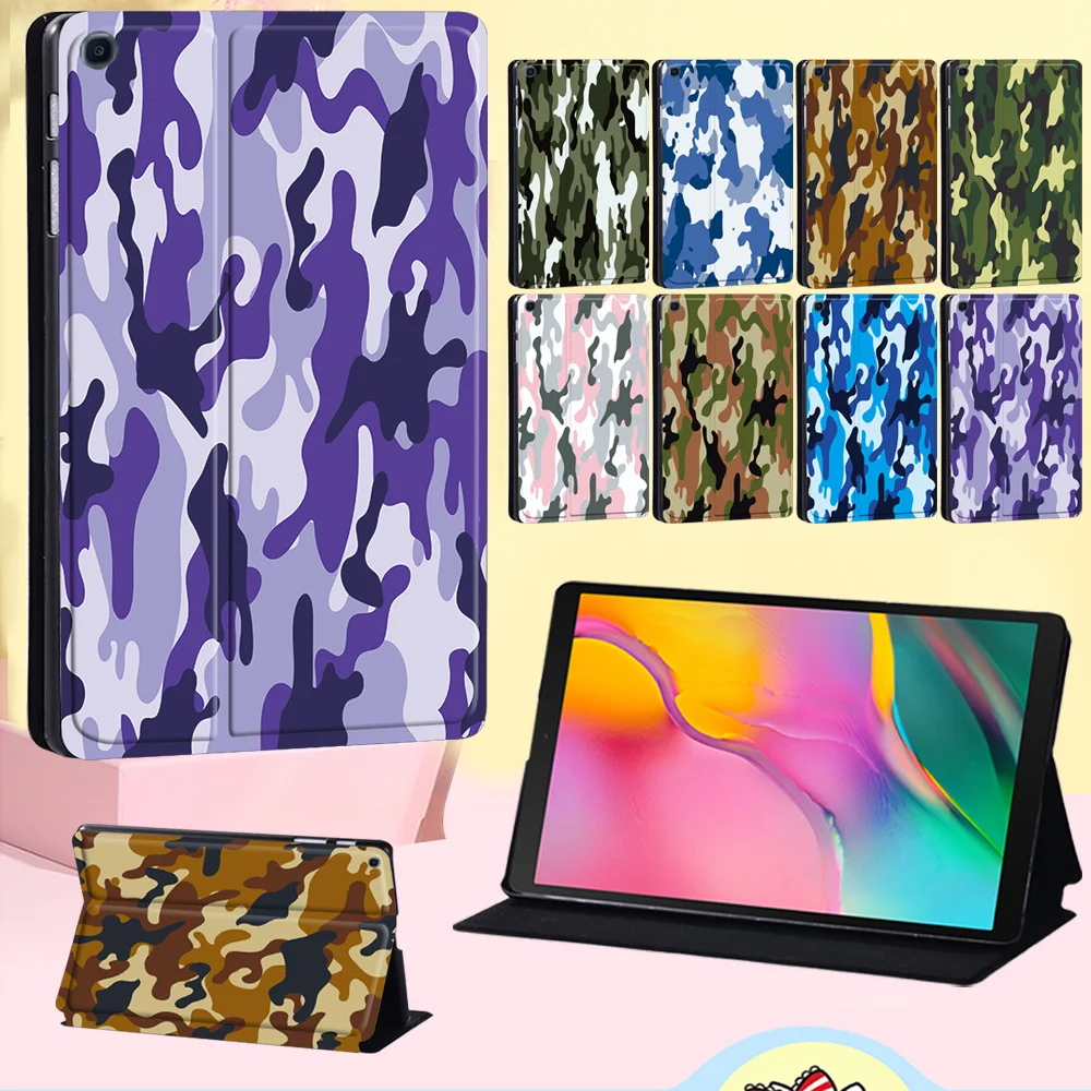 

Tablet Case for Samsung Galaxy Tab S6 Lite 10.4 P610 P615/A 10.5 T590 T595/A 9.7 T550 T555 Camouflage Pattern Cover Flip Shell