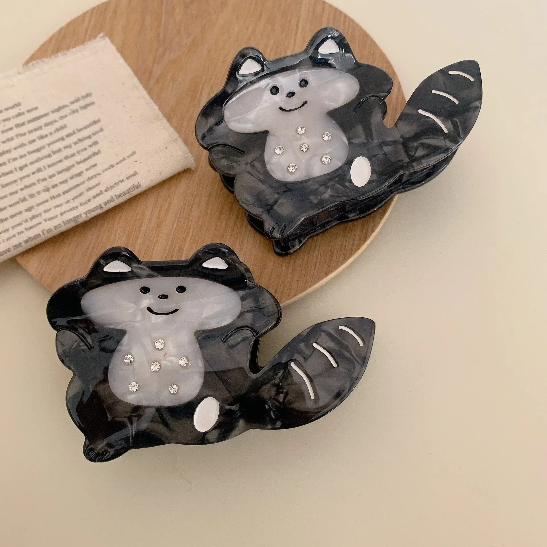 BYL Diamond Set ацетатная заколка для волос с ручкой енота и усовершенствованным