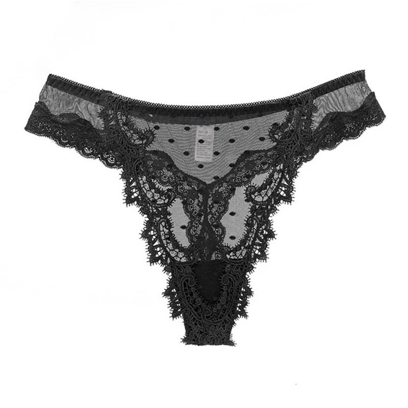

Ladies low waist sexy lace thong with embroidered lace hollow lace trim panties comfortable and breathable panties briefs A19353