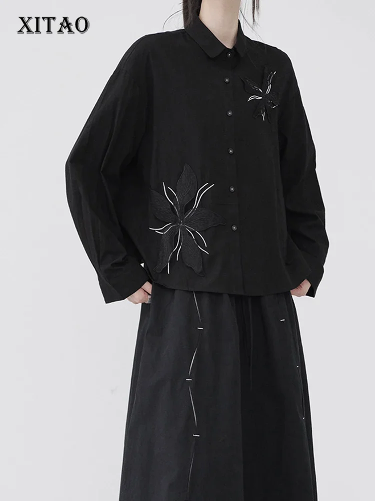 

XITAO Loose Patchwork Floret Female Shirt Personality Trend Street Wind Women Autumn New Arrival Casual All-match Top DMJ2711