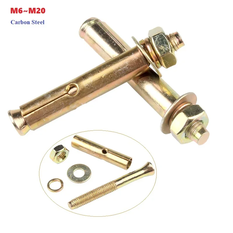 Carbon Steel Color Galvanized M6 M8 M10 M12 M14 M16 M18 M20 Hexagonal Head Expansion Screw Concrete Sleeve Anchor Bolt
