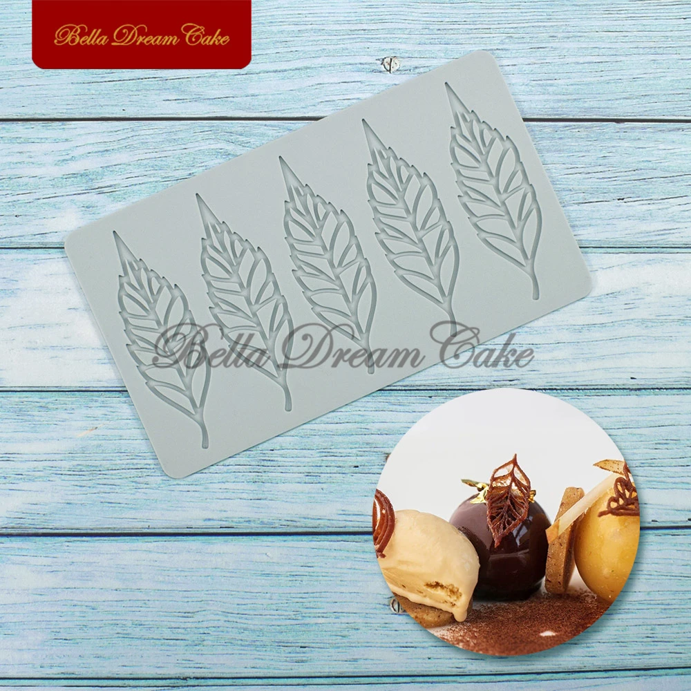 

Кружевной коврик с черными листьями, инструмент для украшения тортов, силиконовая форма для сахарной мастики, кухня, изготовление помадки, ...