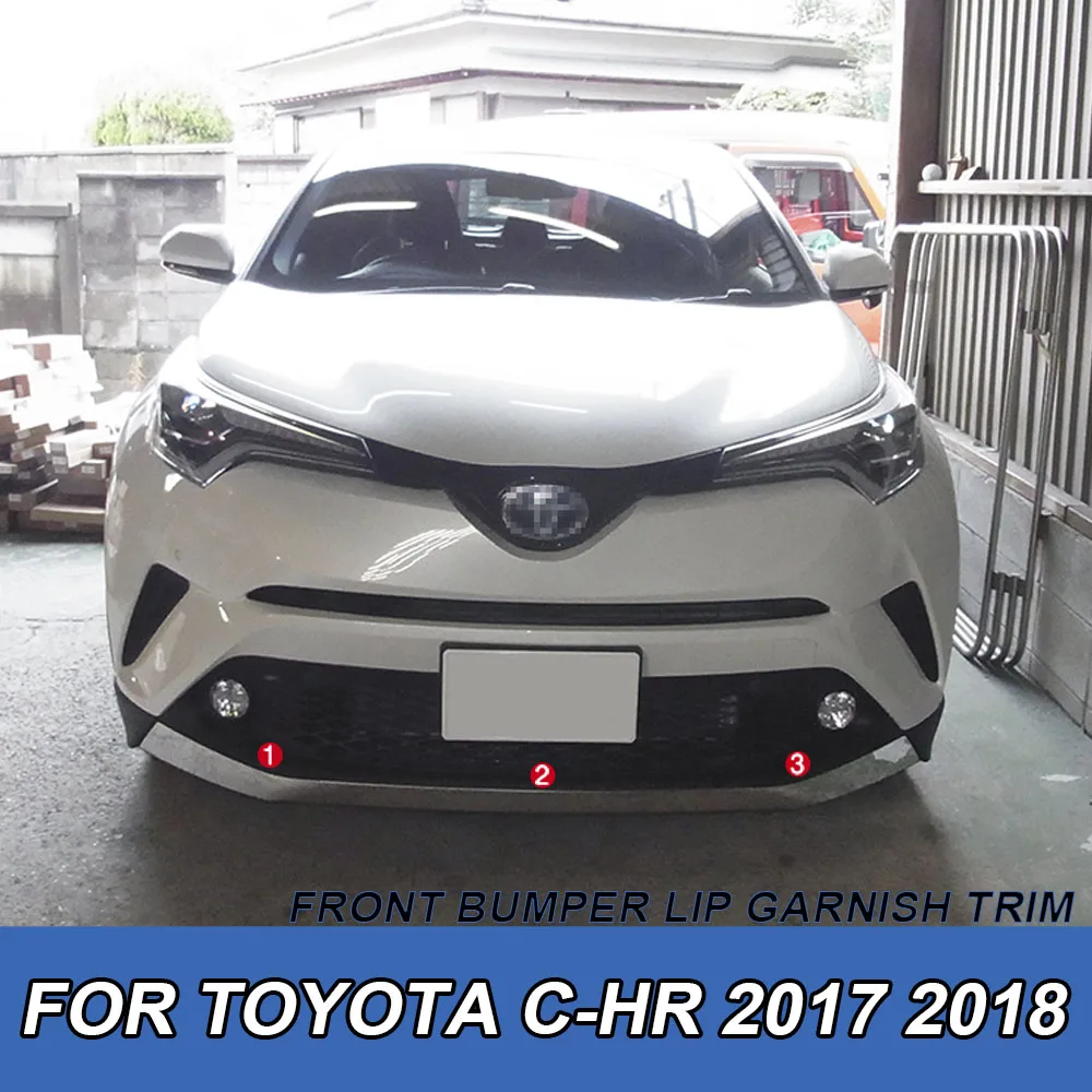 

SUS304 Stainless Steel Front Bumper Lip Molding Garnish Trim Cover Lower For Toyota C-HR 2017 2018