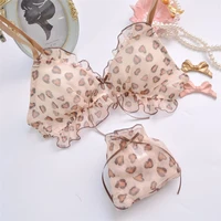 ladies cute leopard print bra panty set japanese girl soft and comfortable sexy lingerie triangle panty set