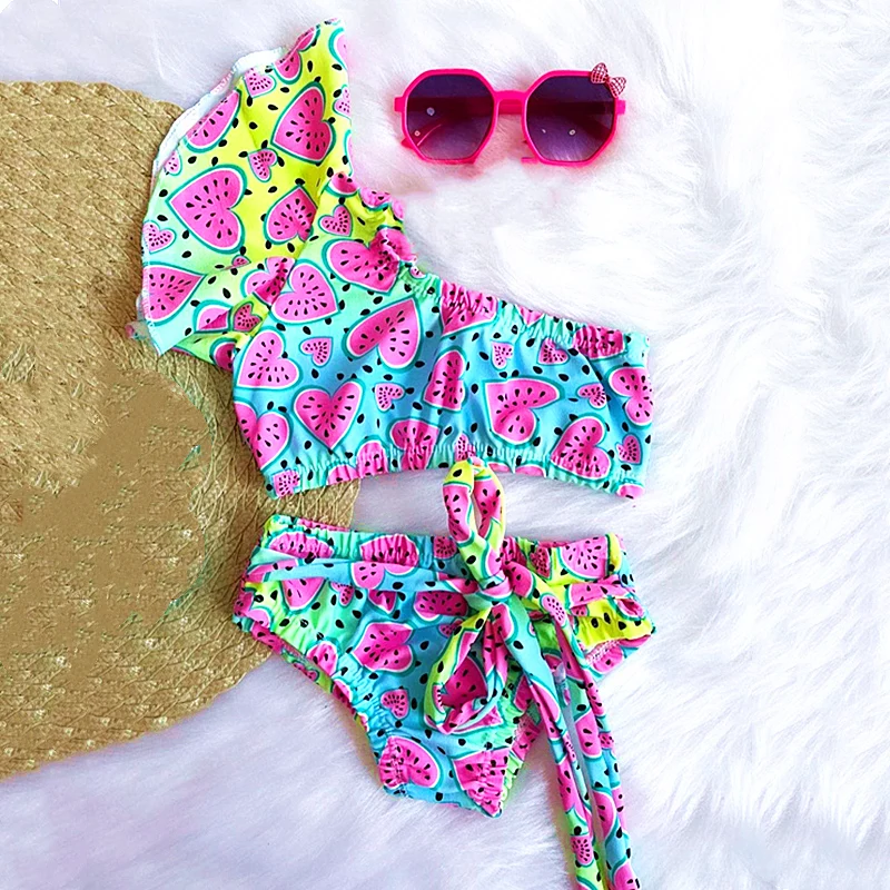 

Купальник-бикини с принтом арбуза, на одно плечо