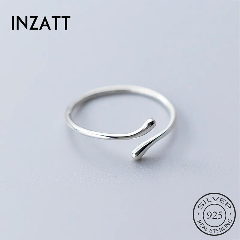

INZATT Real 925 Sterling Silver Geometric Adjustable Ring For Fashion Women Party Fine Jewelry Minimalist Punk Accessories