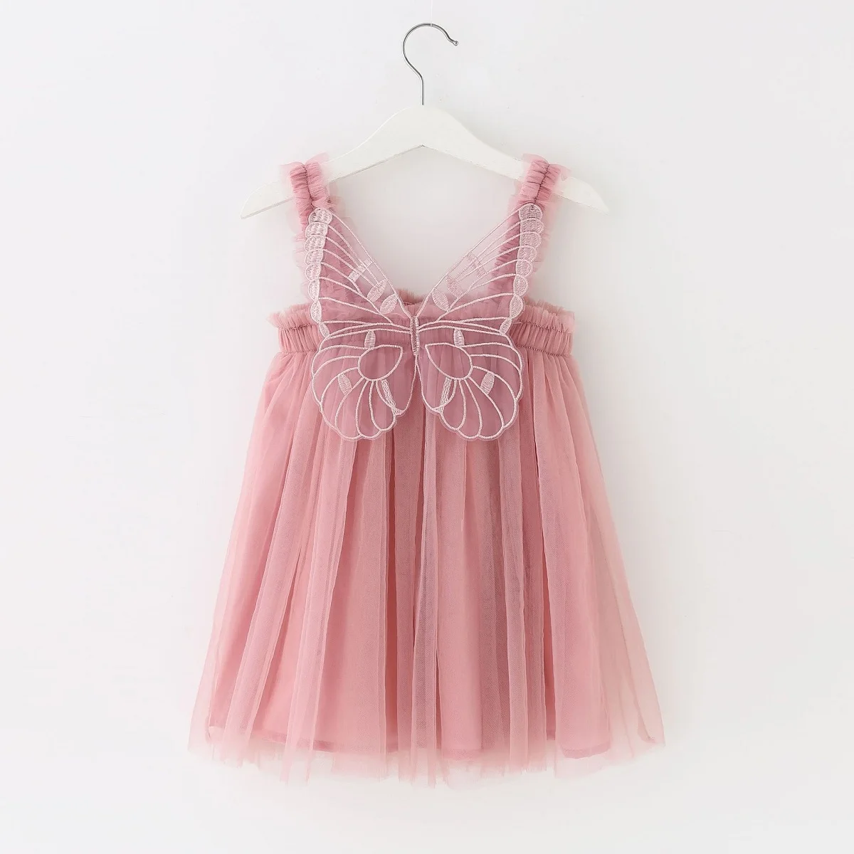 2023  Little Girl Princess Dress Flutter By Smocked Tulle Fairy Wings Dress Lace Gauze Party Wear Costume Sweet Girls Clothes enlarge