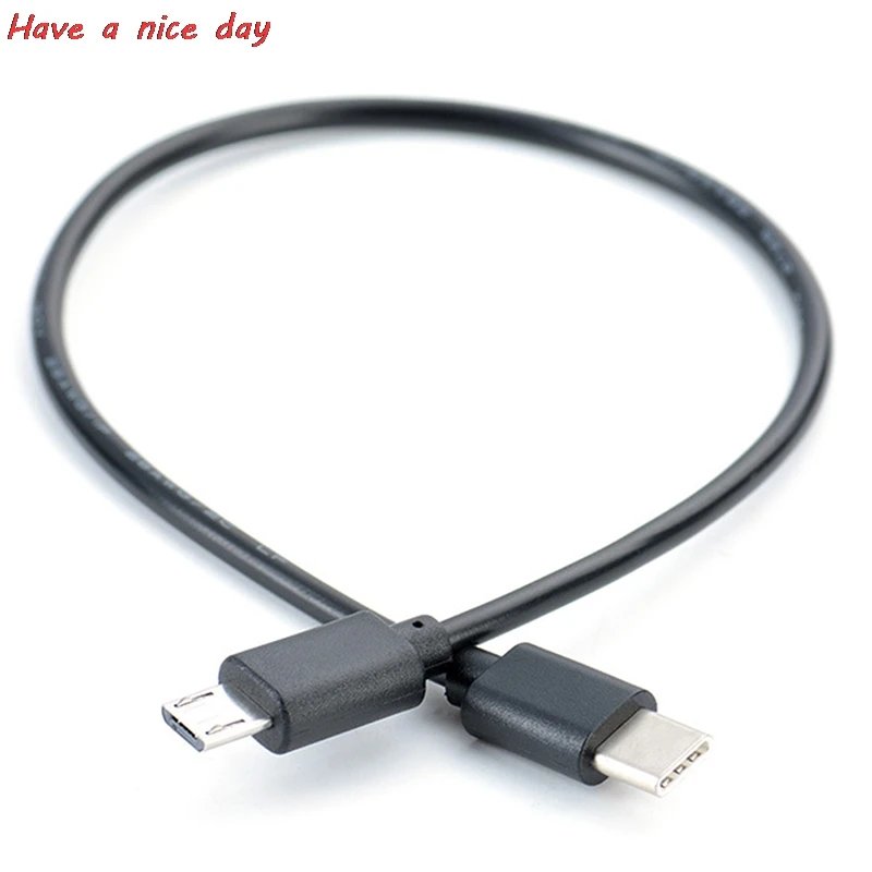

Hot 1pc USB Type C Male To Micro USB 5 Pin B Male Plug Converter OTG Adapter Lead Data Cable for Mobile Phones 30cm