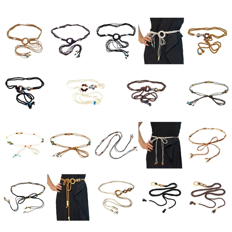 

Women Seaside Bohemian Thin Belt Multi-type Handmade Waist Belt for Ladies Dress