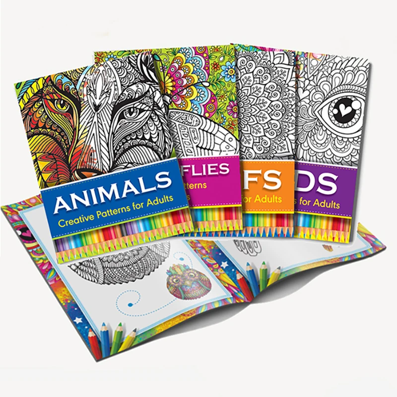 

Cartoon Printing Adult Coloring Activity Book Set Hand Drawn Doodle Book Drawing Book Libros Livros Soft Cover A4 Large Size