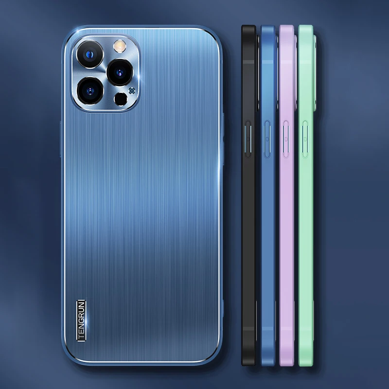 

For iPhone 13 12 11 Pro Max X XR XS Max 13 mini Case Shockproof Metal Lens PC Plastic Hard Back Cover Capa Fundas