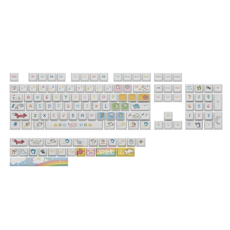 

127 клавиш колпачки для клавиш XDA Profile PBT Dye-Sub милые Мультяшные колпачки для клавиш в виде животных для MX-switch механическая клавиатура DIY