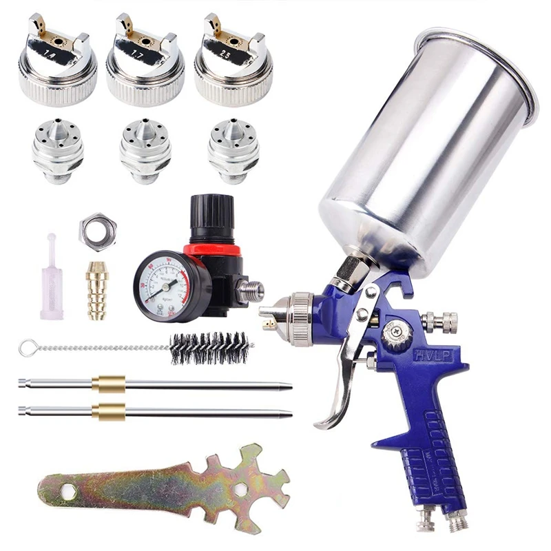 

1.4MM 1.7MM 2.5MM HVLP Gravity Feed Paint Sprayers 1000CC Aluminum Cup Auto Air Spray Tool Airbrush Painting Tool Kit