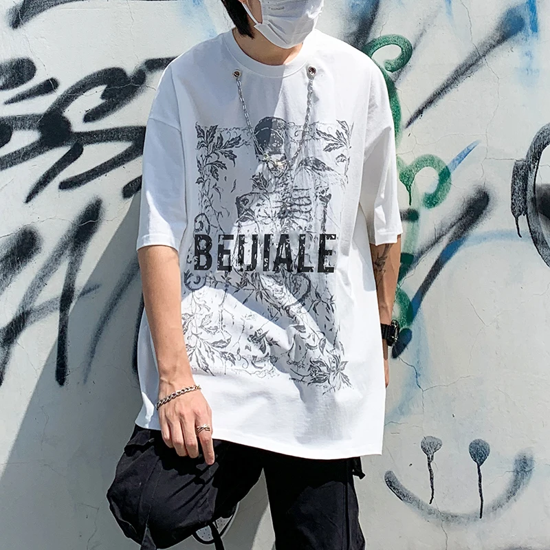 

Summer Oversize T-Shirt Boys Korean Funny Harajuku Hip Hop Tshirt Streetwear Men Japan High Street Loose Gothic T Shirts Women