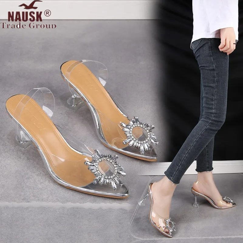 

Luxury Women Pumps 2022 Transparent High Heels Sexy Pointed Toe Slip-on Wedding Party Brand Fashion Shoes For Lady PVC