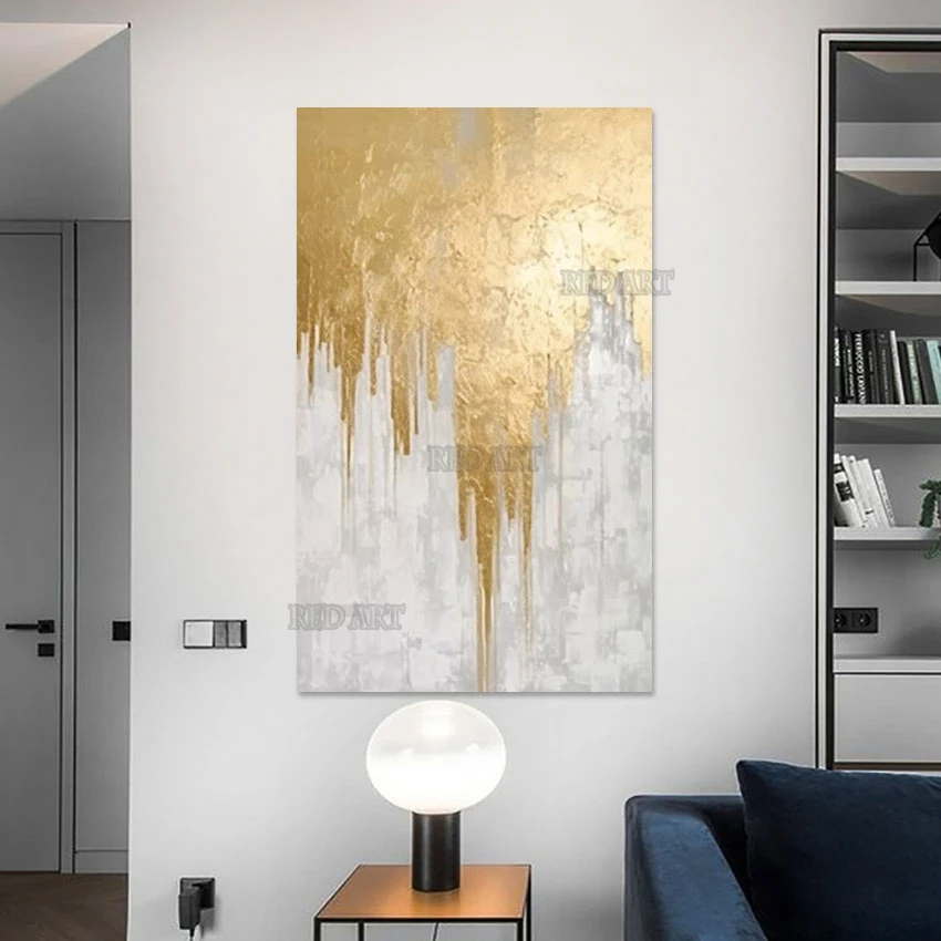 Роскошный декоративный предмет абстрактная картина Золотая фольга живопись
