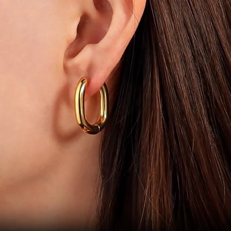 Женские серьги-кольца из нержавеющей стали толщиной 4 мм в стиле хип-хоп