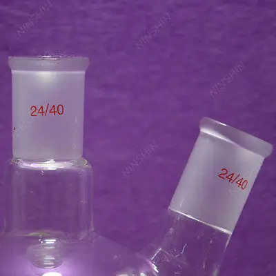 Колба лабораторная 1000 мл 2 горлышка 24/40 дюйма с круглым дном 1 л двойным горлышком