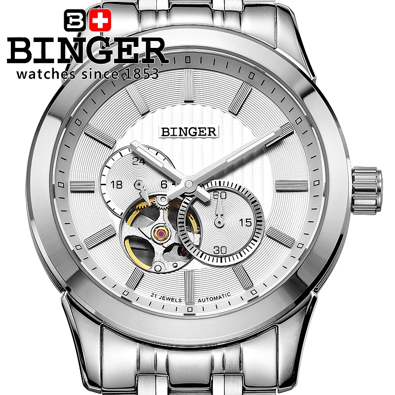 New Switzerland Luxury Brand BINGER Japan MIYOTA Automatic Mechanical Men's Watches Sapphire Waterproof Skeleton Clock BG-0406