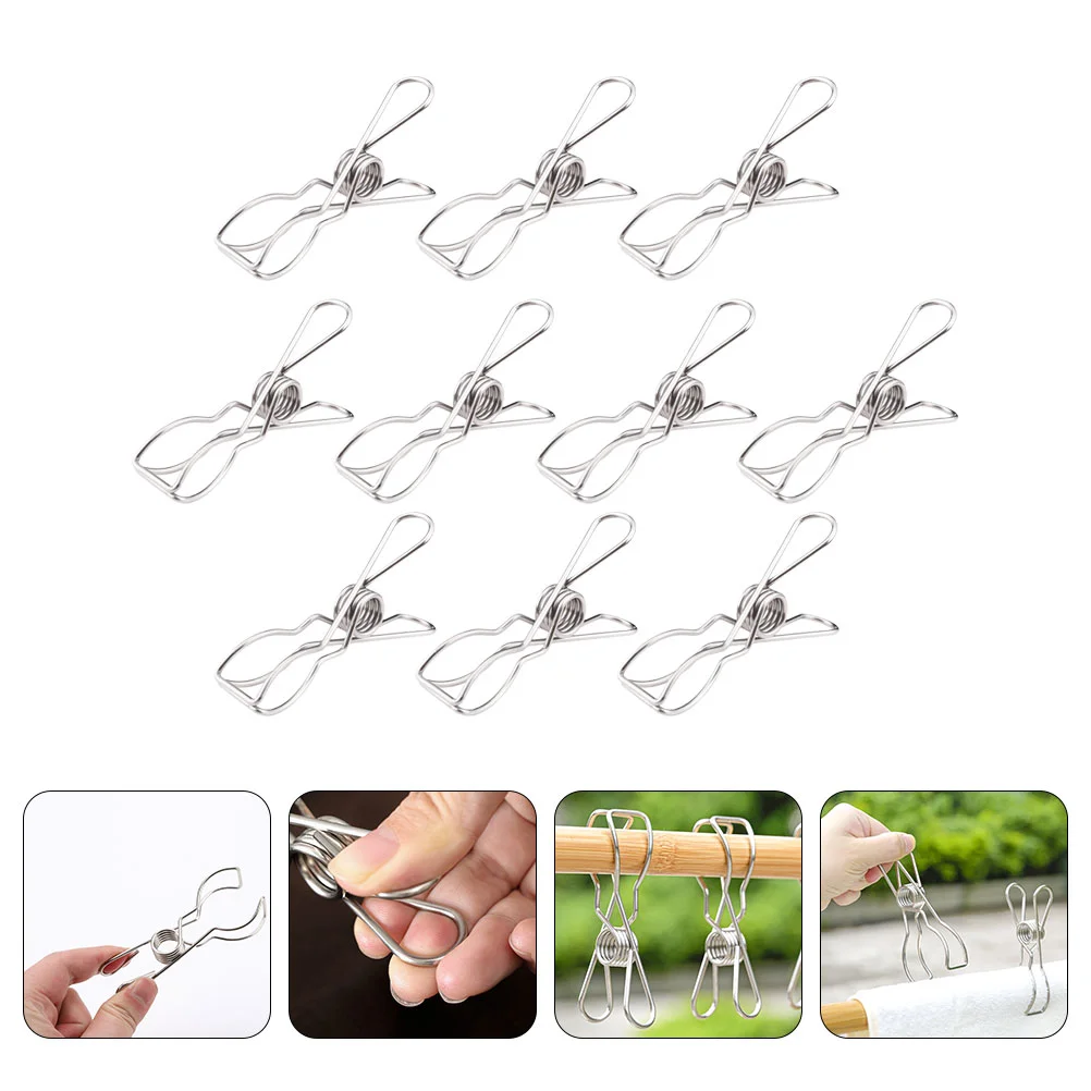 

Зажимы для фиксации одежды для дома 10 шт., ветрозащитные зажимы для одеял, зажимы из нержавеющей стали (серебристые)