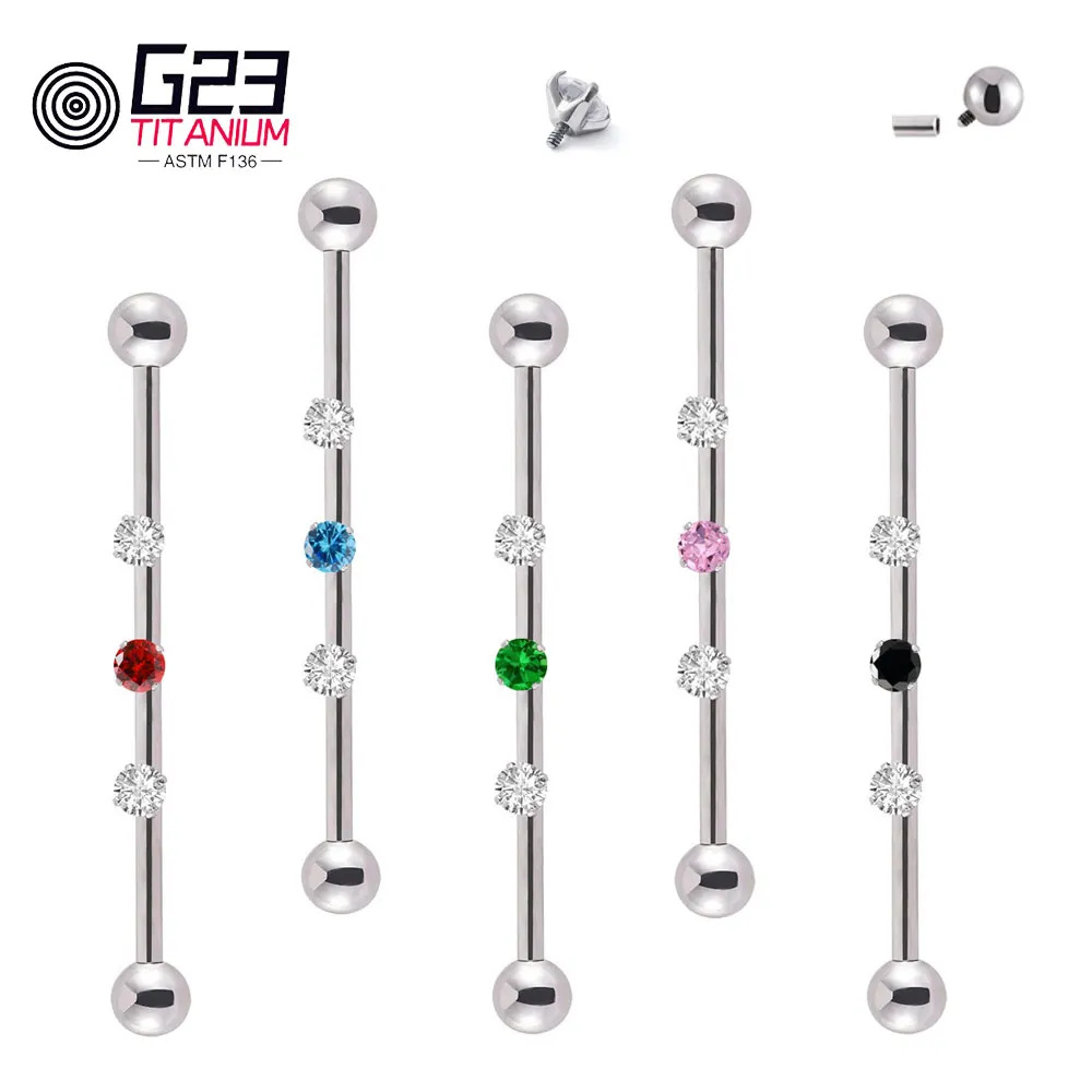

Implant Grade G23 ASTM F136 Titanium Industrial Barbell Earring Cartilage Body Piercing Jewelry For Women
