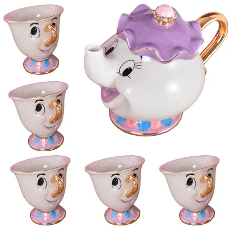 

Cartoon Beauty And The Beast Tea Set Mrs Potts Chip Cup Set Sugar Bowl Cogsworth Clock Christmas Birthday Gift Fast Post