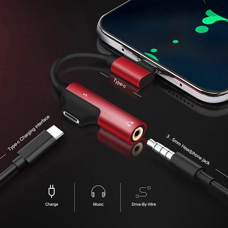 

2 in 1 Type C To 3.5mm Headphone Jack Adapter Cable Converter Support Charging And Music Call