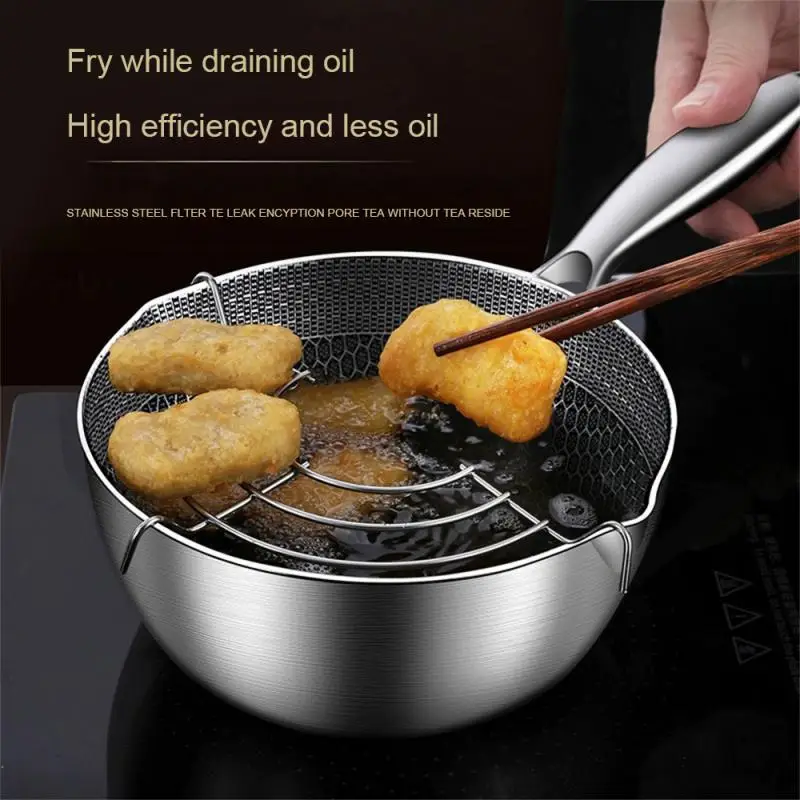 

Fry Pan Multifunctional Cooking High Adaptability Non Stick Deep Fryer Save Space Thickened Deep Fryer Pots Mini Fryer Pan 18cm