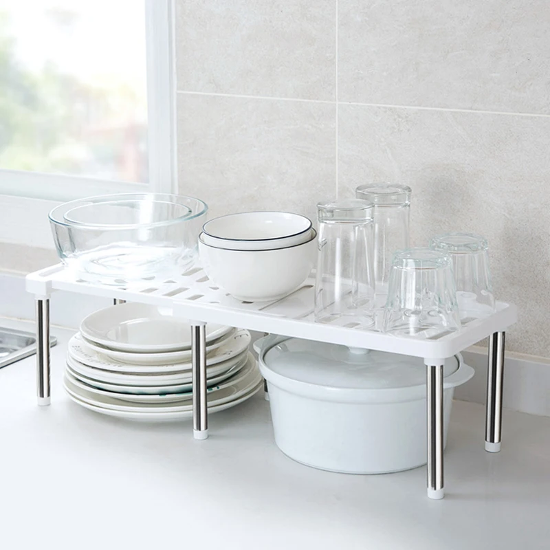 kitchen storage rack retractable cabinet shelf plastic stainless steel under sink storage rack household seasoning bottle shelf free global shipping