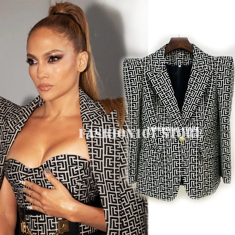 

The Best Version 2022 Branded 1:1 Clothes Women Geometric Pattern Blazers Women Sexy Slim Fits High End Jacket Coats Blazers