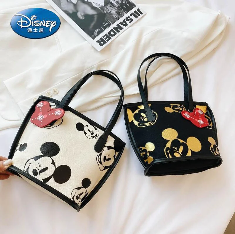 

Большая женская сумка-мессенджер Disney с Микки Маусом, летняя Милая Роскошная холщовая квадратная сумочка на ремне с принтом