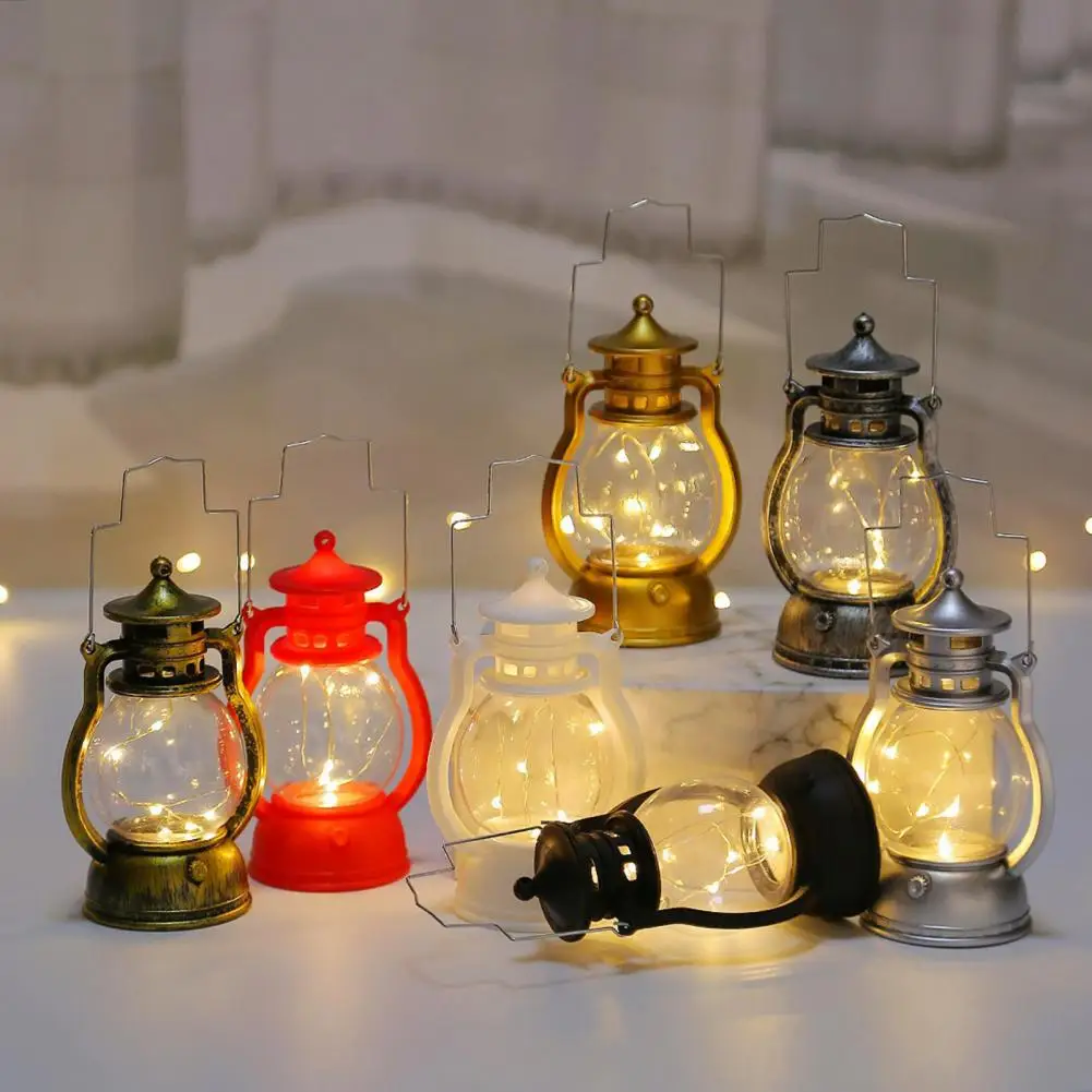 80s Old-fashioned Electronic Kerosene Lamp LED Candle Flickering Wick Warm Light Vintage Flameless Candle Holders Candlestick