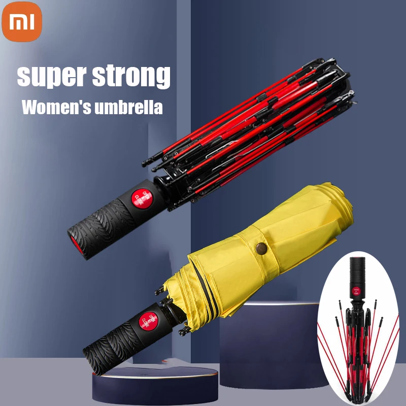 

Автоматический женский зонт Xiaomi из красного волокна, складной зонт с тремя зонтиками, 8 костей, защита от дождя, ветра, роскошный дождевой зонт для путешествий