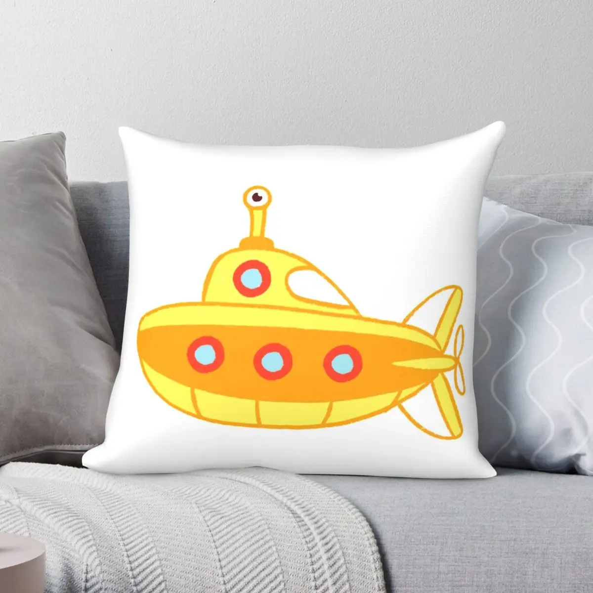 

Yellow Sub Pillowcase Polyester Linen Velvet Printed Zip Decor Pillow Case Sofa Seater Cushion Cover 45x45