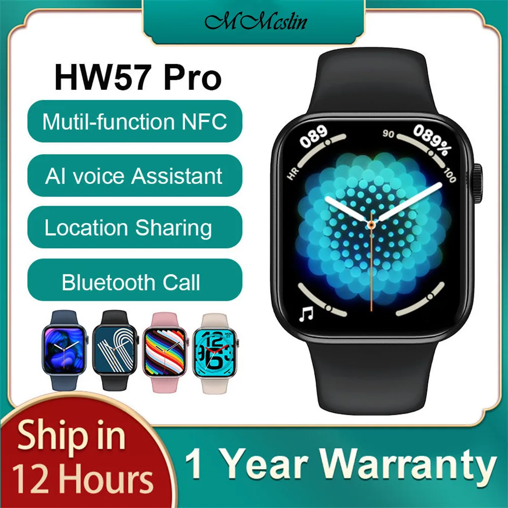 

MMcslin 2022 Smartwatch HW57 Pro Smart Watch Men 44mm NFC Voice Assistant Bluetooth Call Women smartwatch PK Dt100 IWO HW22 W27