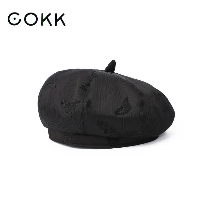 COKK Beret Women Ladies Hats Painter Cap Female Spring Summer Hats For Women Beret Femme Black Vintage Casual Gorro Chapeau