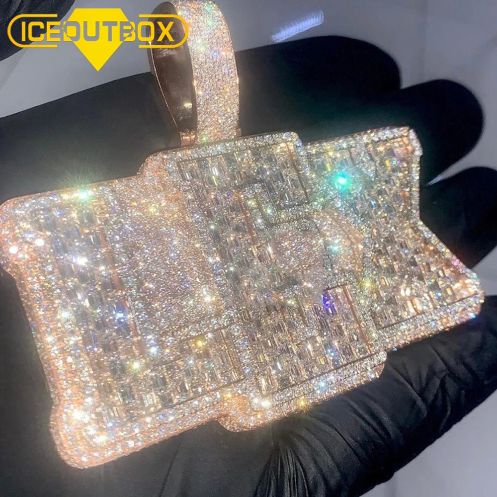 

Luxury Baguette Moissanite Diamond Pendant Hiphop Custom Moissanite Pendant Customized Personality Hip Hop Women Men Jewelry