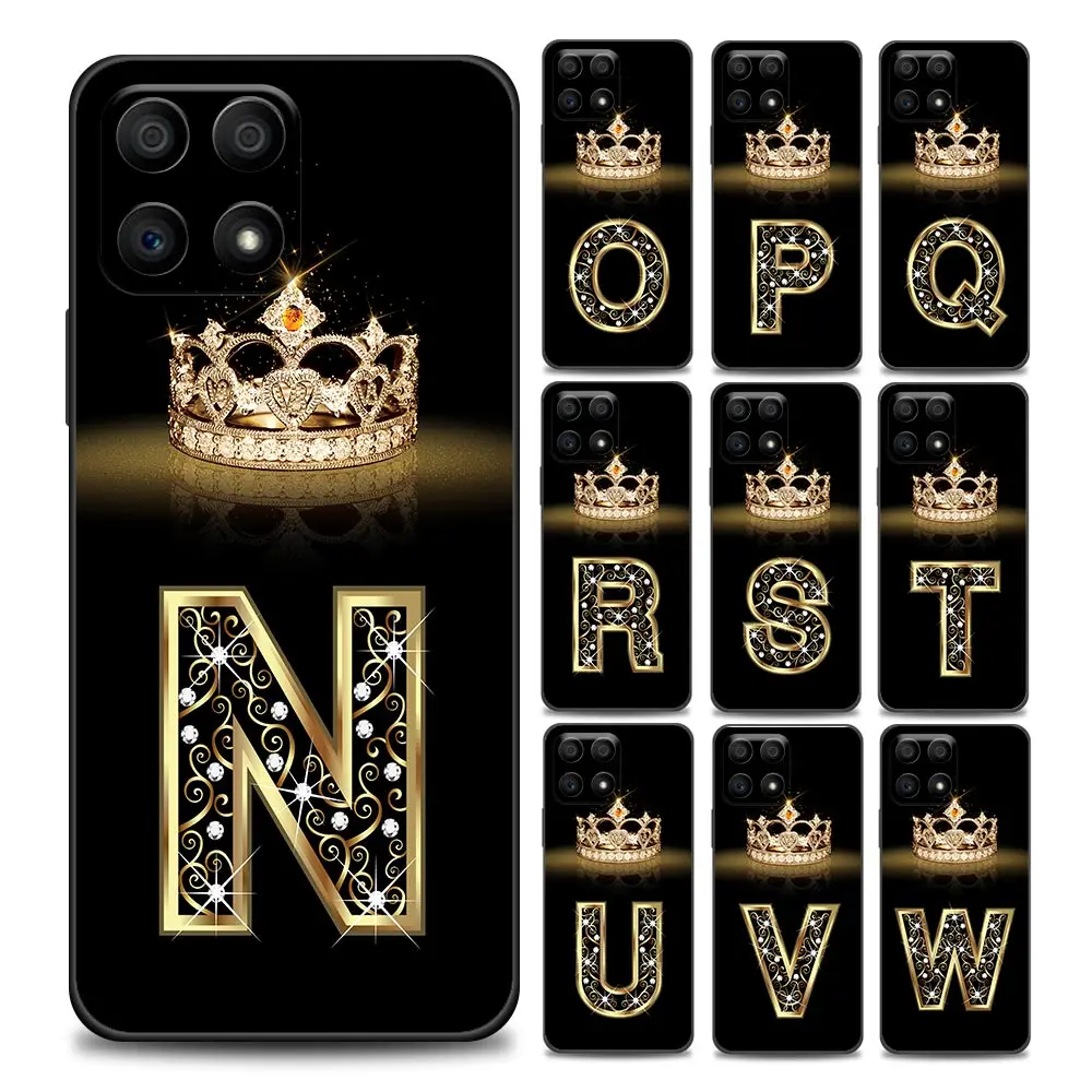

Fashion Diamond Crown Letter N-Z Phone Case for Honor 8X 9S 9A 9C 9X Lite 9A 50 10 20 30 Pro 30i 20S(6.15) Soft Silicone