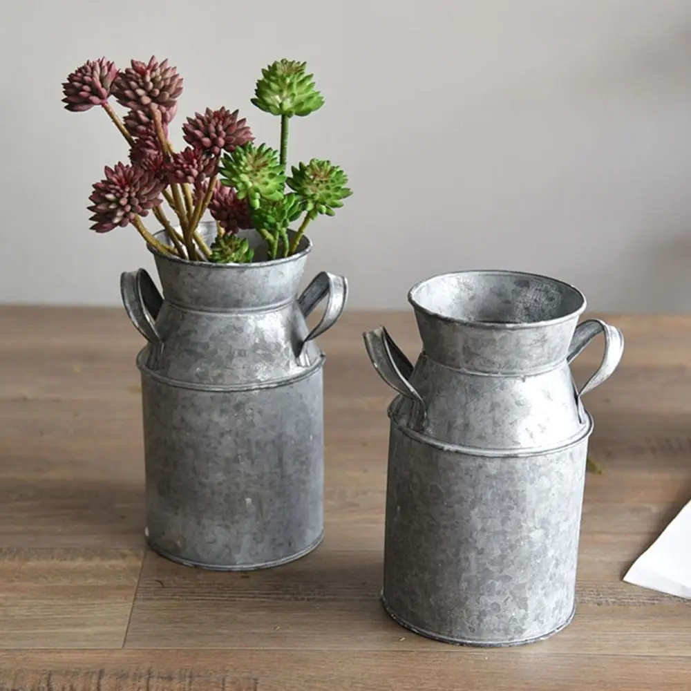 

High Quality Simple Solid Color Vase Unique Design Creative Portable Flower Bucket European-style Living Room Iron Art Ornaments