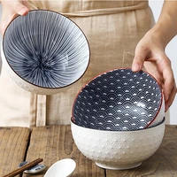 nordic style 6inch tableware bowls ceramic home hand painted instant noodle soup restaurant simple creative embossed ramen bowl