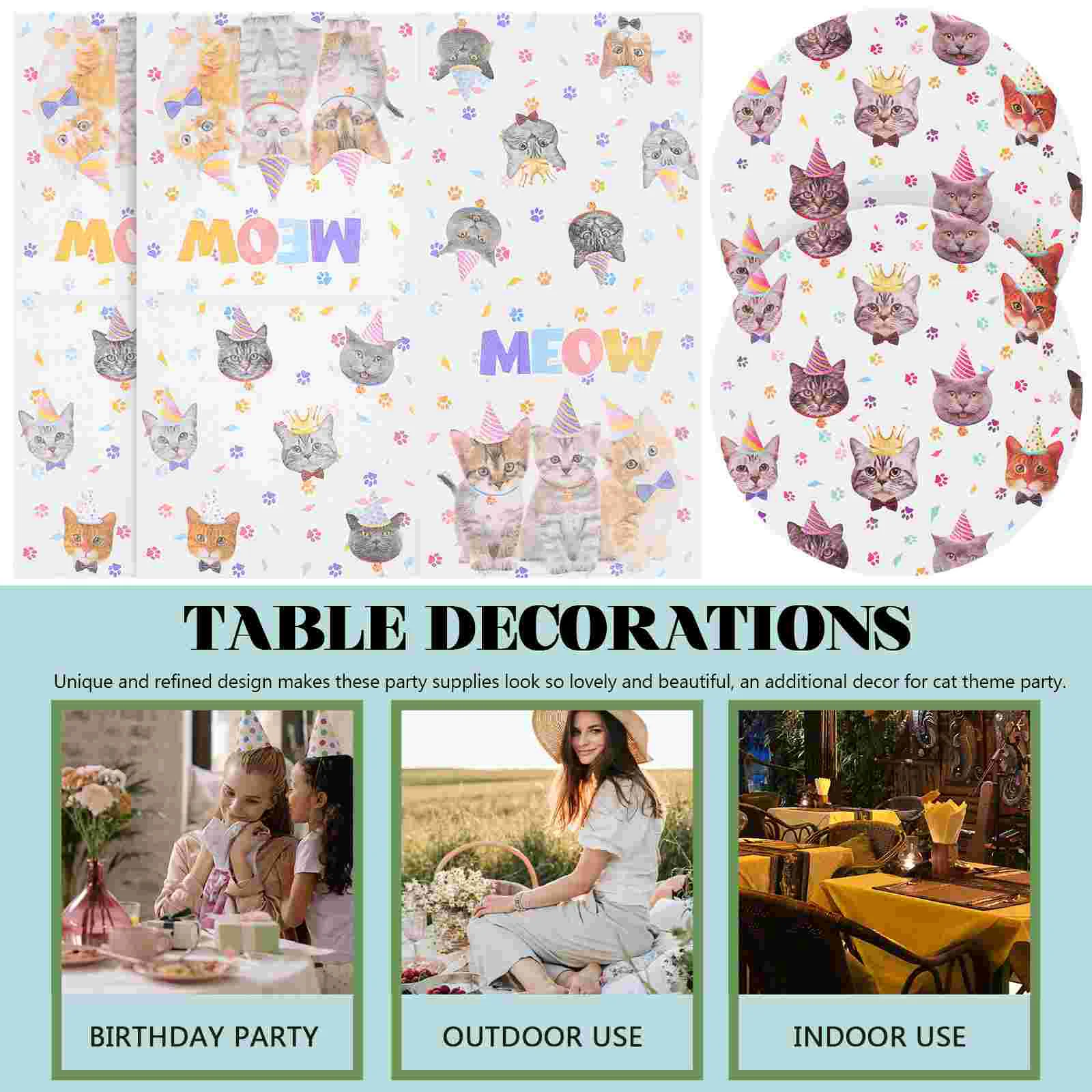 Товары для дня рождения на тему кошки бумажные тарелки украшение котенка посуда +