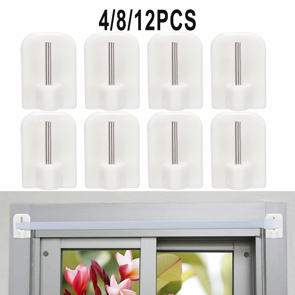 

The Real Color Of The Item May Be Slight Hooks Curtain Rod Hook Bracket White Wall Mounted Universal Home Bathroom Brackets Rack