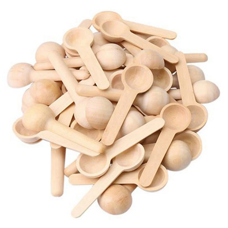 

200Pcs Mini Nature Wooden Home Kitchen Cooking Spoons Tool Scooper Salt Seasoning Honey Coffee Spoons
