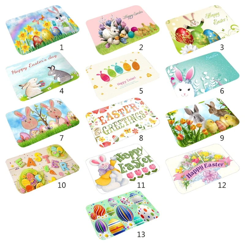 

Easter Bunny Egg Flower Cute Door Mat Animal Easter Decorative Floor Mat Indoor Outdoor Entrance Bathroom Anti-Slip Door Mat
