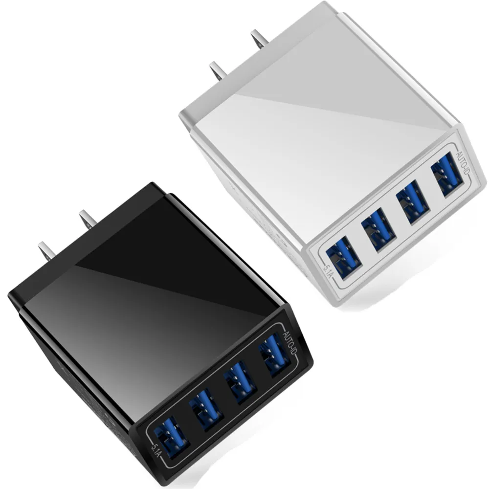 

200pcs/lot 4 Usb Ports Eu US Ac home Travel Wall Charger Power Adapters For IPhone x xr 12 13 Samsung Xiaomi Huawei pc