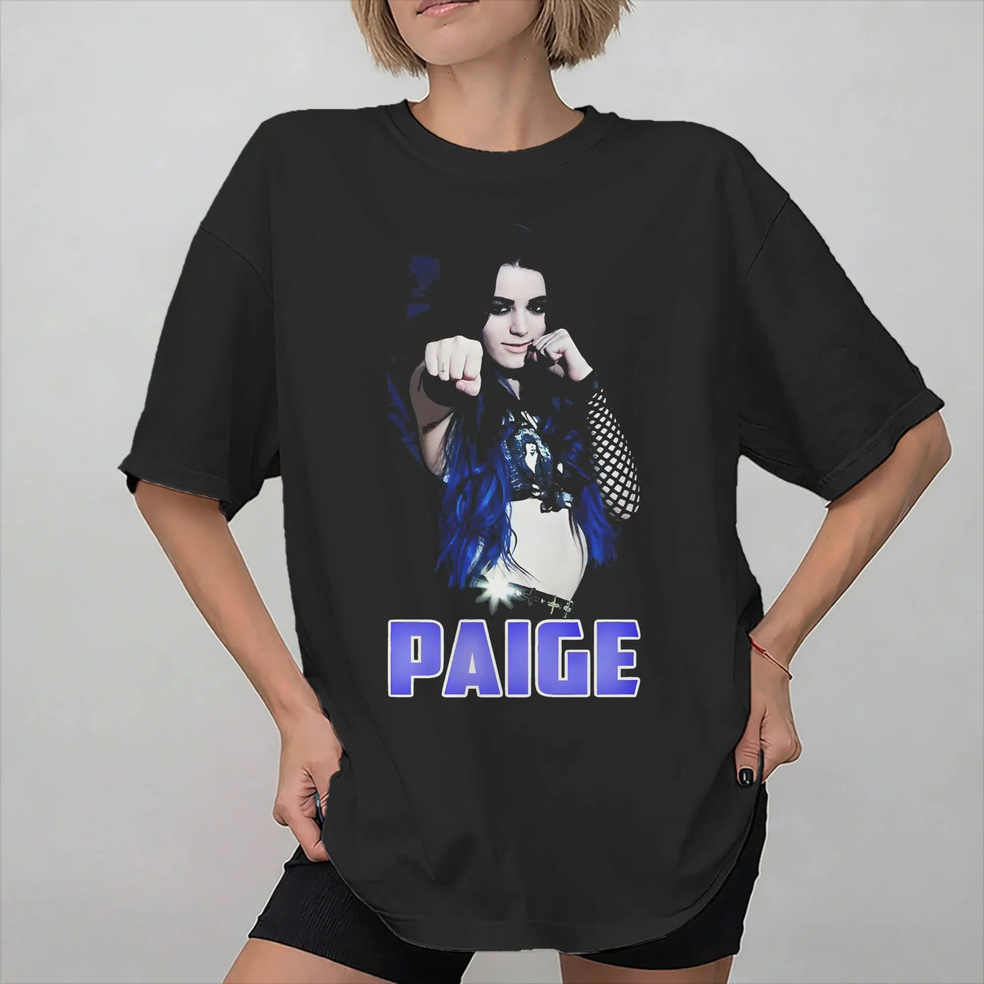 Фото Футболка с графическим принтом Saraya Paige Wrestling Wrestler для мужчин и женщин, футболка из 100% хлопка, одежда с короткими рукавами №1