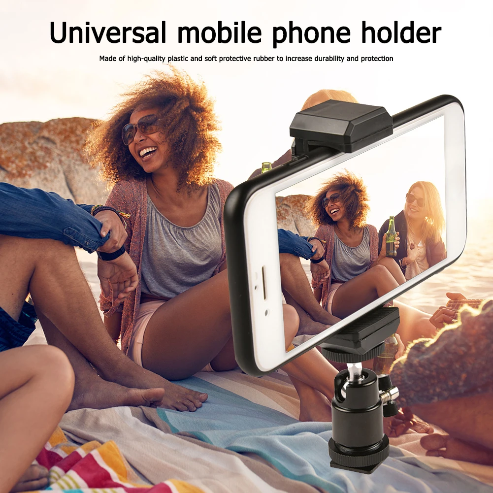 

Cell Phone Tripod Mount Adapter Universal Alloy Mobile Phone Clip Holder Selfie Bracket with 1/4 Hot Shoe Ball Head
